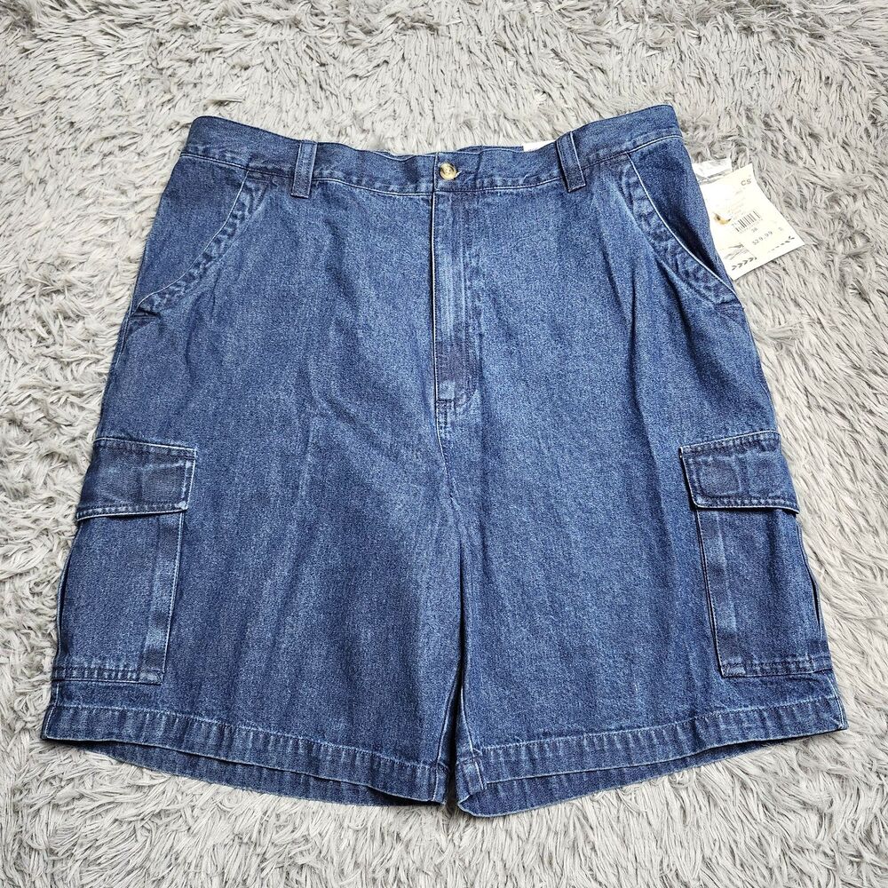 Boca Classics Shorts Mens Size 38‎ Denim Jean Cargo Pockets Relaxed Fit NWT